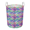 Colorful Tropical Flamingo Print Round Laundry Basket
