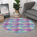 Colorful Tropical Flamingo Print Round Rug