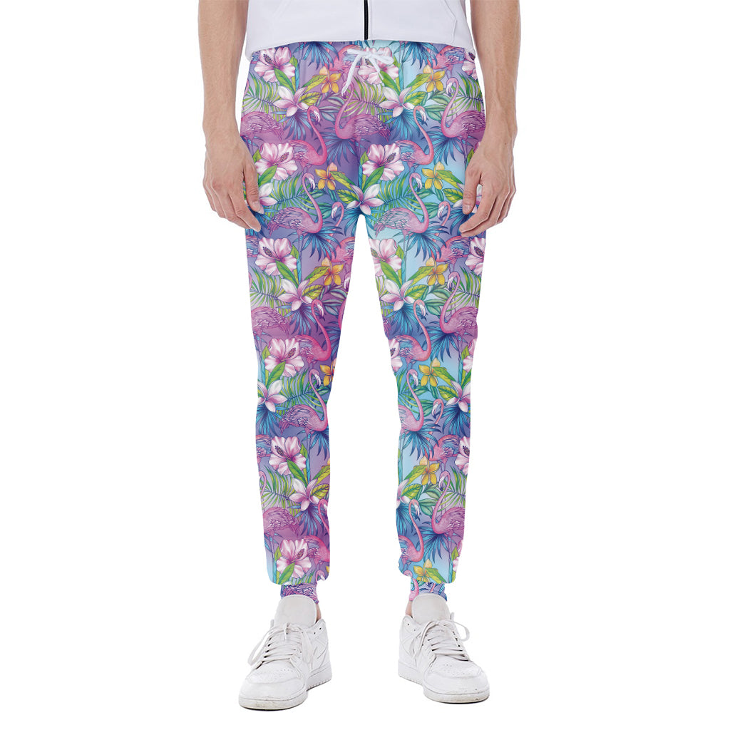 Colorful Tropical Flamingo Print Scuba Joggers