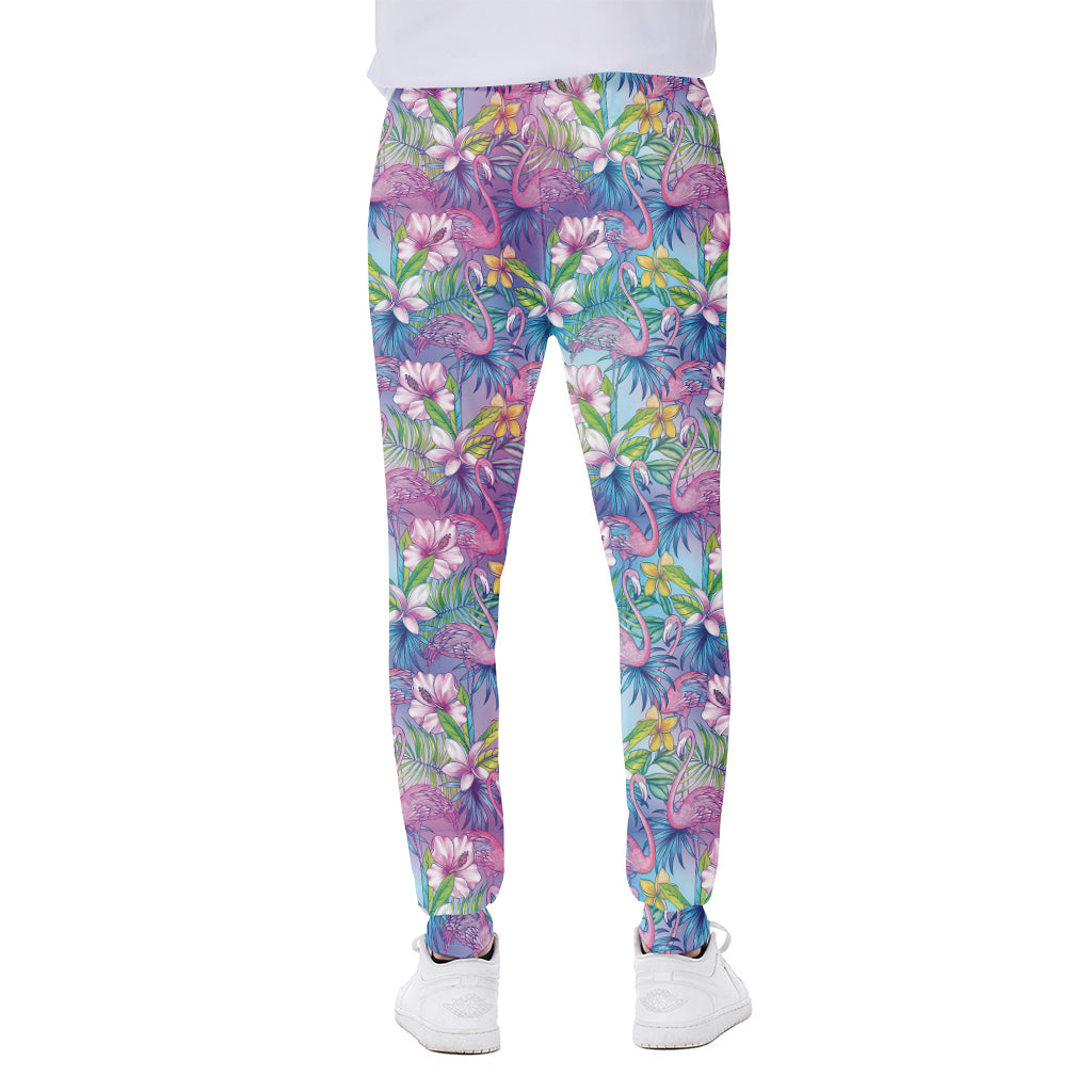 Colorful Tropical Flamingo Print Scuba Joggers