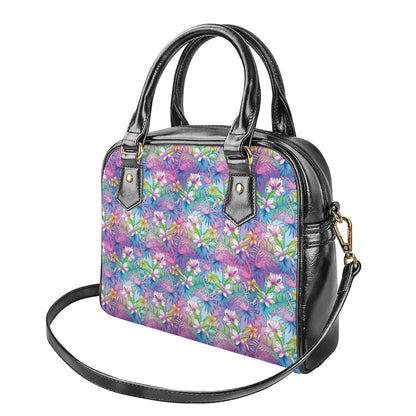 Colorful Tropical Flamingo Print Shoulder Handbag