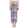 Colorful Tropical Flamingo Print Side Slit Maxi Skirt