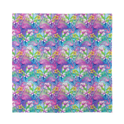 Colorful Tropical Flamingo Print Silk Bandana