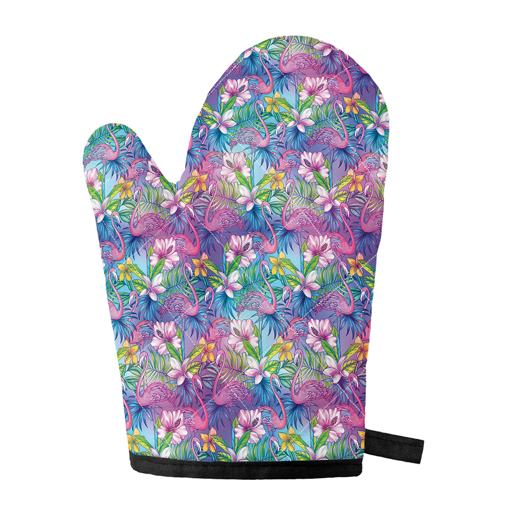 Colorful Tropical Flamingo Print Single Oven Mitt