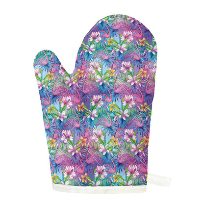 Colorful Tropical Flamingo Print Single Oven Mitt