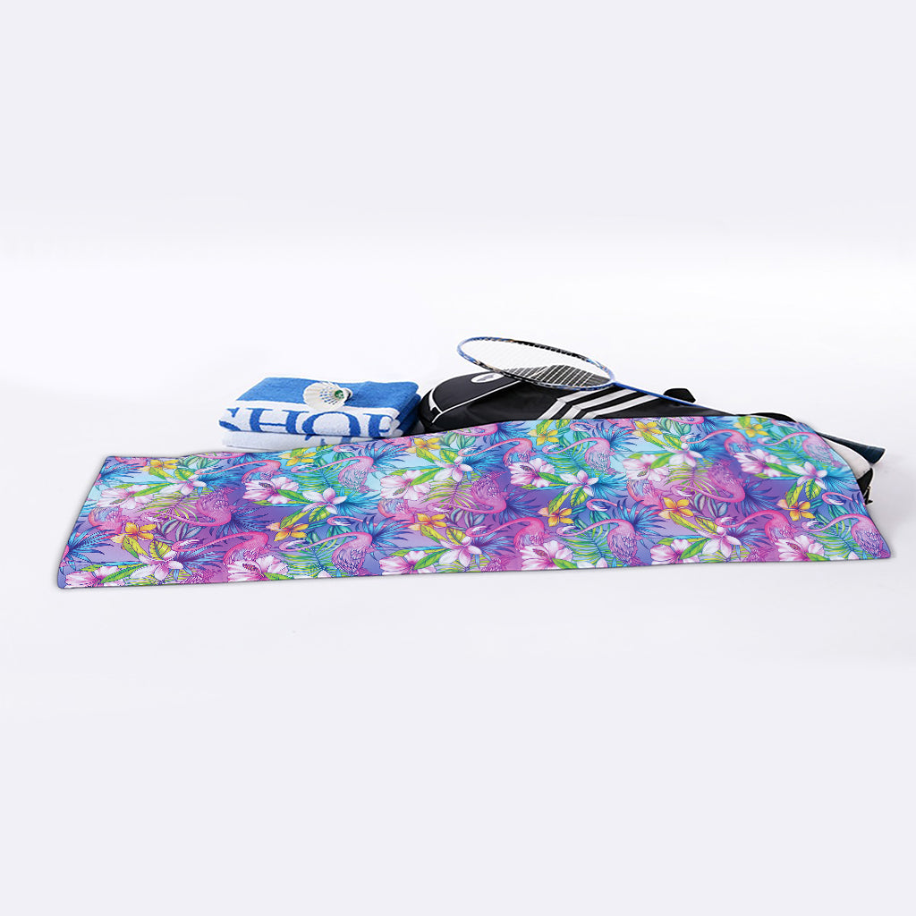 Colorful Tropical Flamingo Print Sports Towel