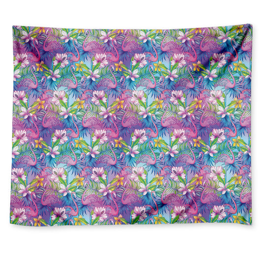 Colorful Tropical Flamingo Print Tapestry