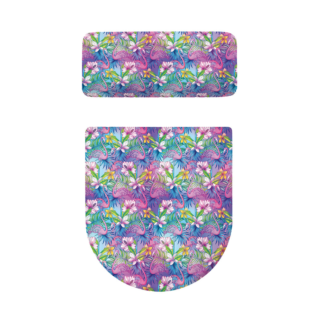 Colorful Tropical Flamingo Print Toilet Lid And Tank Cover Set