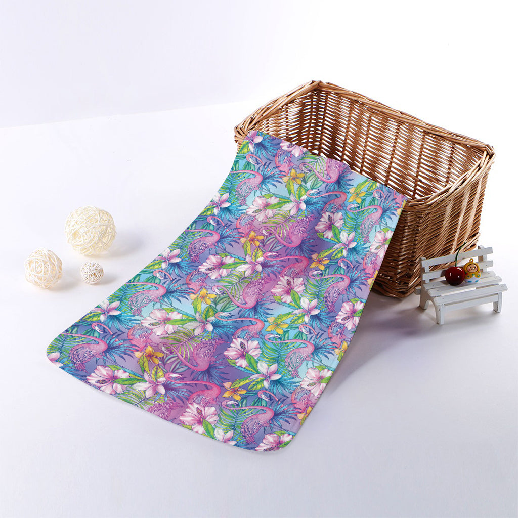 Colorful Tropical Flamingo Print Towel