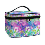 Colorful Tropical Flamingo Print Travel Makeup Bag