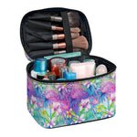 Colorful Tropical Flamingo Print Travel Makeup Bag