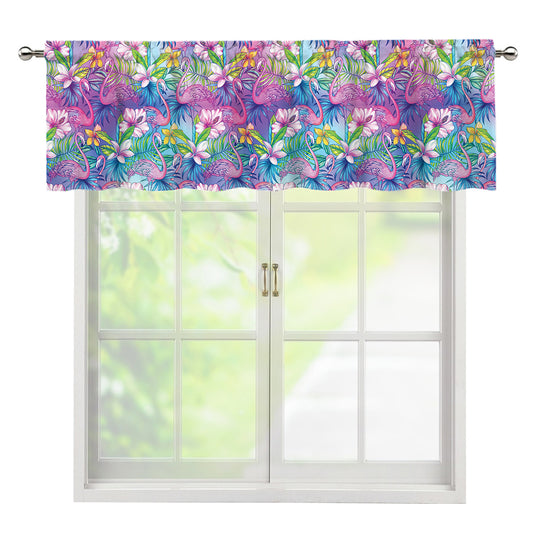 Colorful Tropical Flamingo Print Window Valance