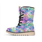 Colorful Tropical Flamingo Print Winter Boots