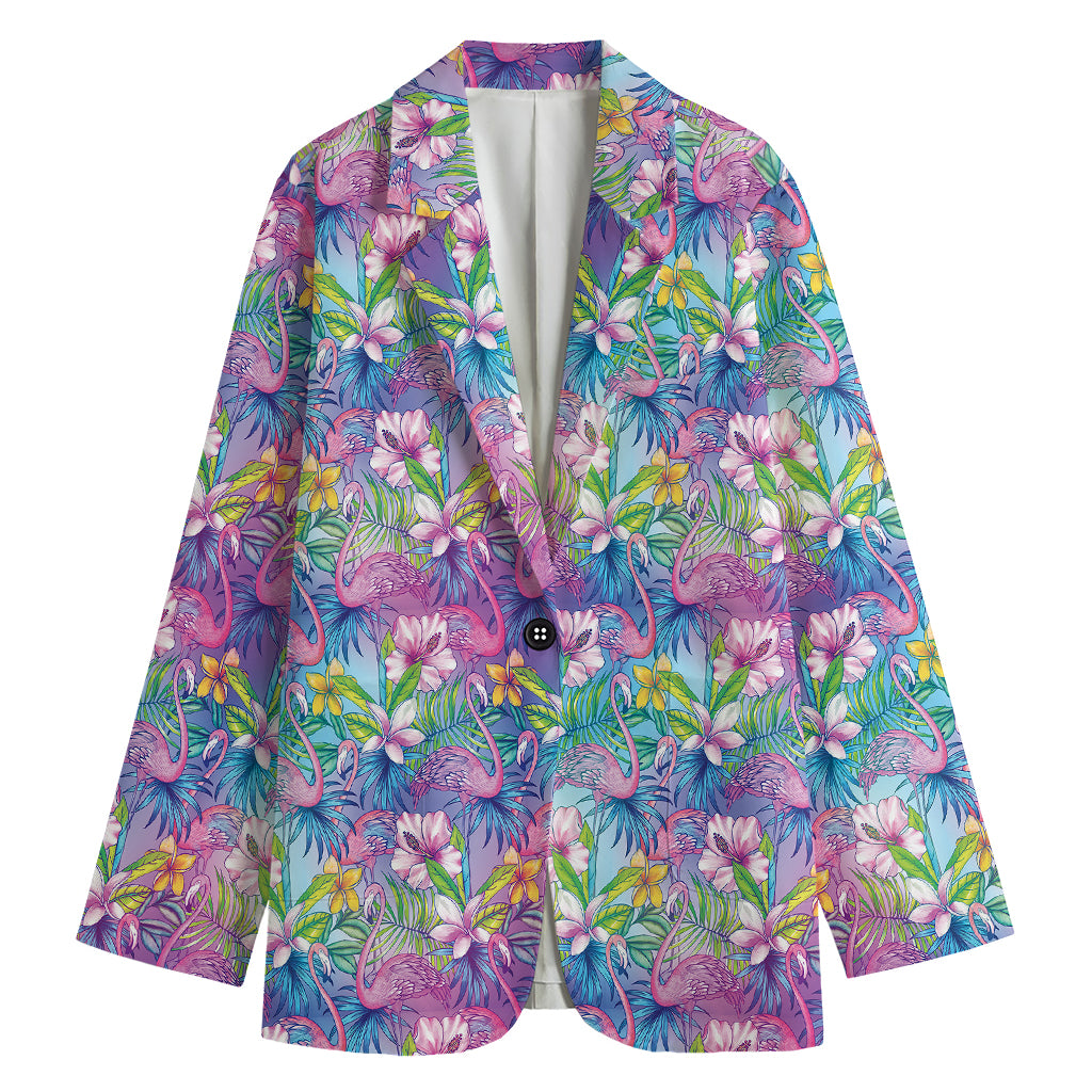 Colorful Tropical Flamingo Print Women's Blazer