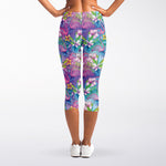 Colorful Tropical Flamingo Print Women's Capri Leggings