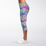 Colorful Tropical Flamingo Print Women's Capri Leggings