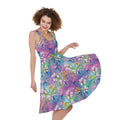 Colorful Tropical Flamingo Print Sleeveless Knee Length Dress