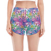 Colorful Tropical Flamingo Print Women's Split Running Shorts