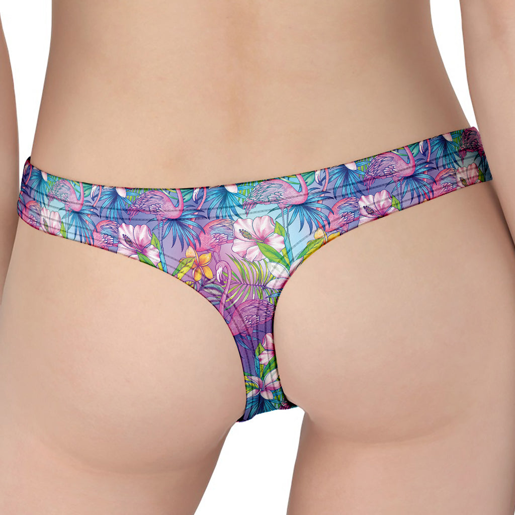 Colorful Tropical Flamingo Print Women's Thong