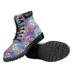 Colorful Tropical Flamingo Print Work Boots