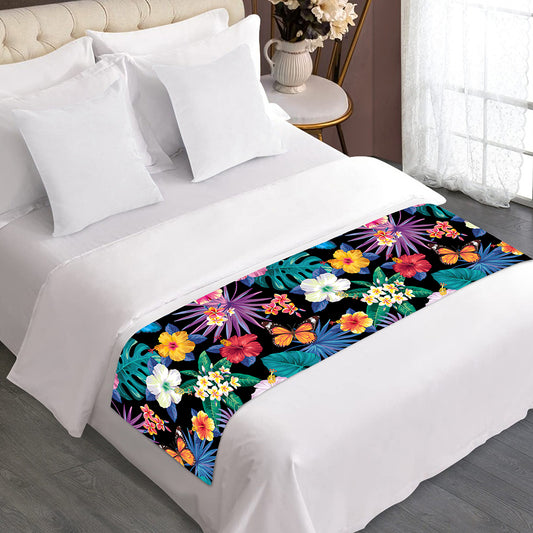 Colorful Tropical Jungle Hawaiian Print Bed Runner