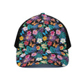 Colorful Tropical Jungle Hawaiian Print Black Mesh Trucker Hat