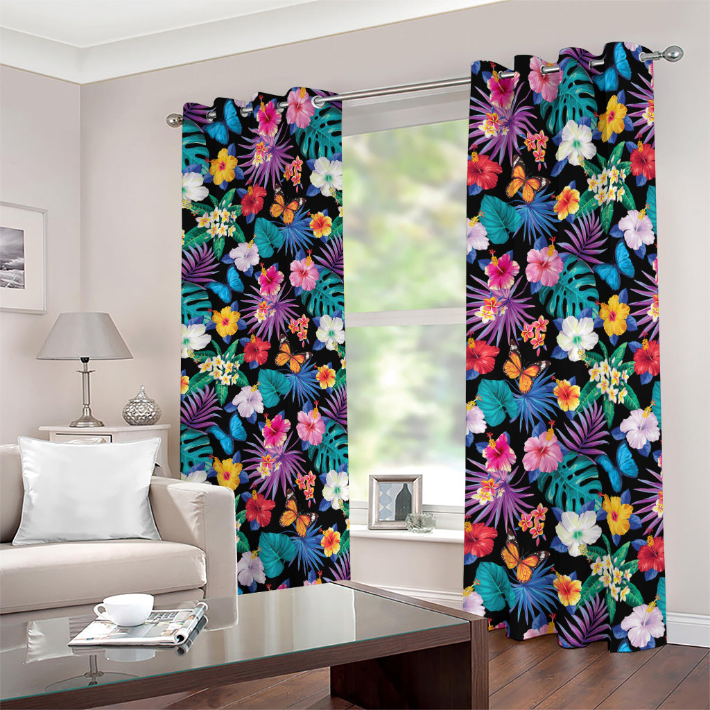 Colorful Tropical Jungle Hawaiian Print Blackout Grommet Curtains