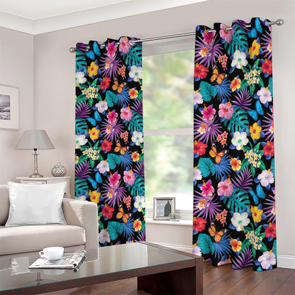 Colorful Tropical Jungle Hawaiian Print Blackout Grommet Curtains