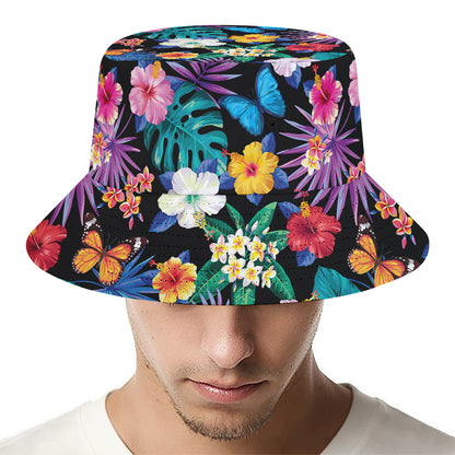 Colorful Tropical Jungle Hawaiian Print Bucket Hat