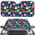 Colorful Tropical Jungle Hawaiian Print Car Windshield Sun Shade