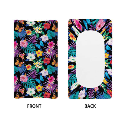 Colorful Tropical Jungle Hawaiian Print Changing Pad Cover