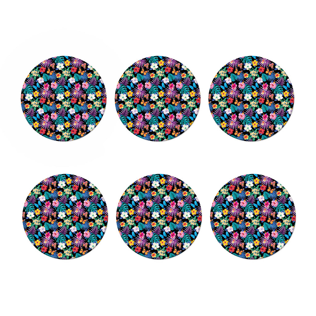 Colorful Tropical Jungle Hawaiian Print Coaster Set