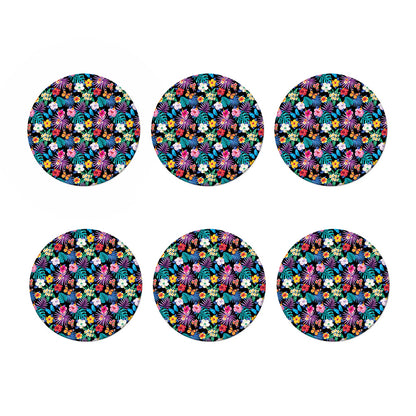 Colorful Tropical Jungle Hawaiian Print Coaster Set