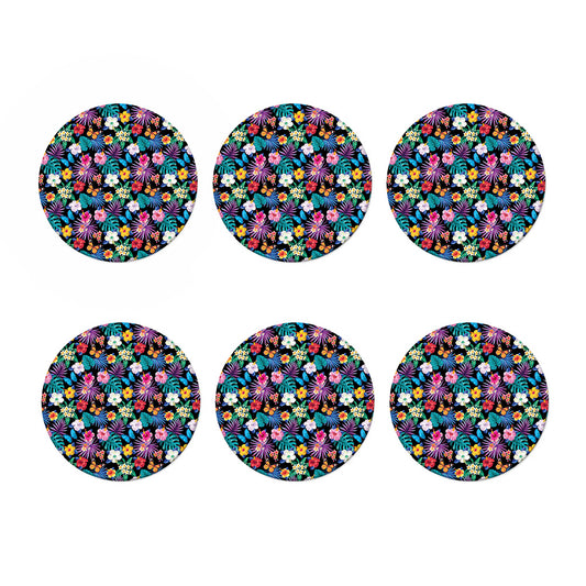 Colorful Tropical Jungle Hawaiian Print Coaster Set