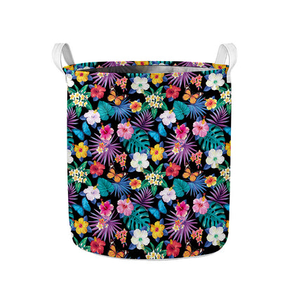 Colorful Tropical Jungle Hawaiian Print Collapsible Laundry Basket