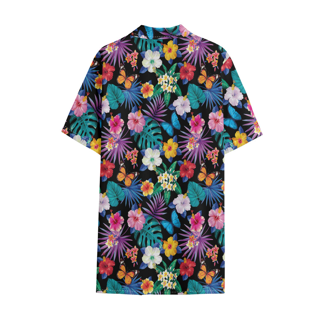 Colorful Tropical Jungle Hawaiian Print Cotton Hawaiian Shirt