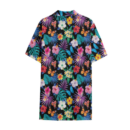 Colorful Tropical Jungle Hawaiian Print Cotton Hawaiian Shirt