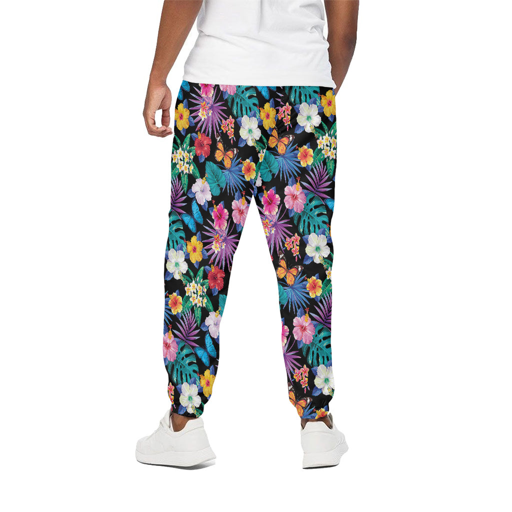 Colorful Tropical Jungle Hawaiian Print Cotton Pants