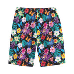 Colorful Tropical Jungle Hawaiian Print Cotton Shorts
