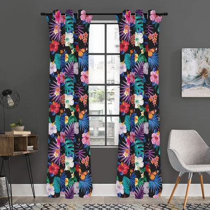 Colorful Tropical Jungle Hawaiian Print Curtain
