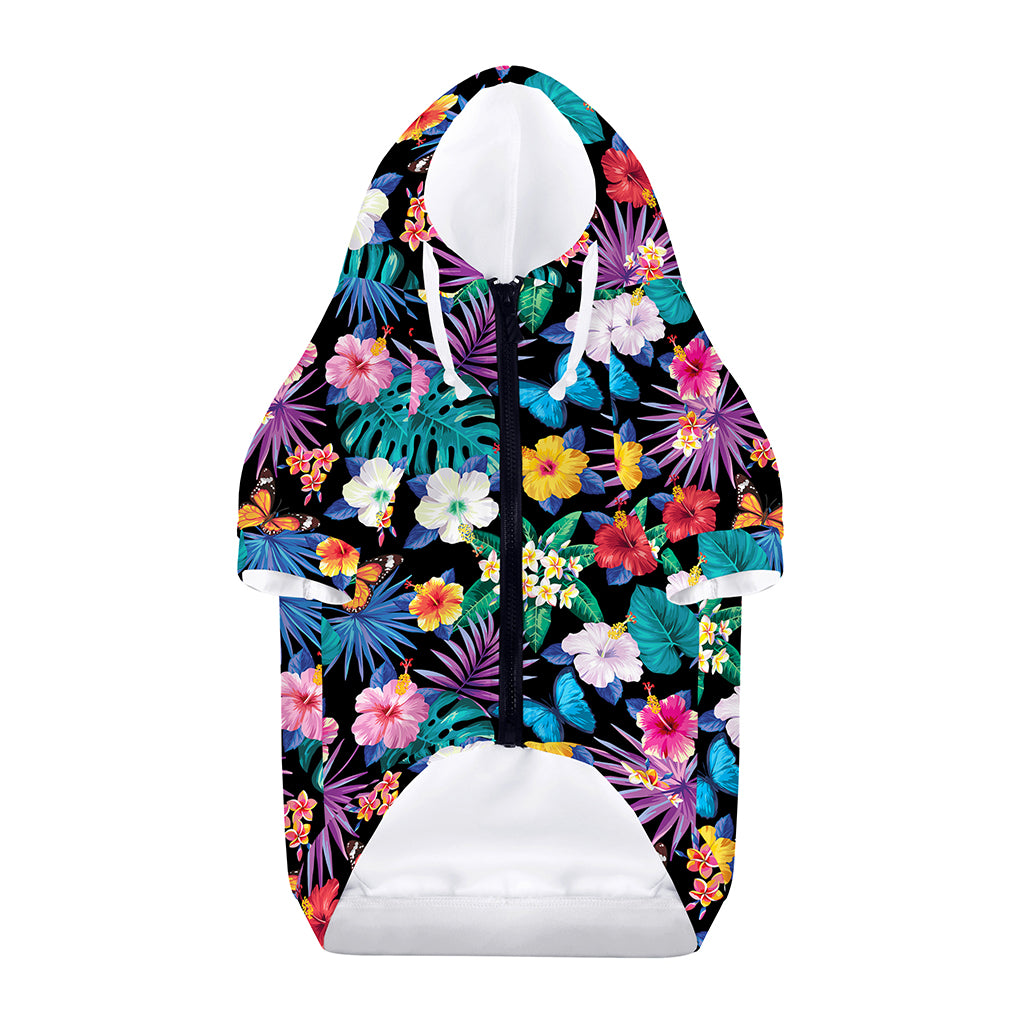 Colorful Tropical Jungle Hawaiian Print Dog Zip Up Hoodie