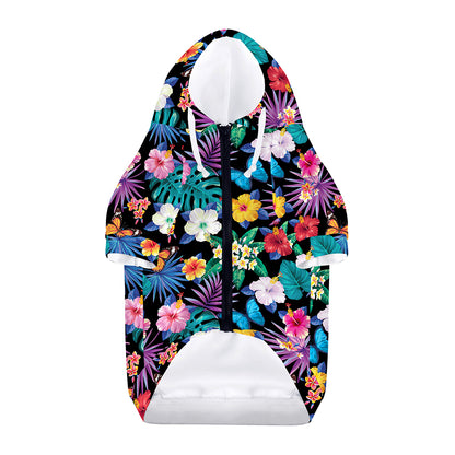 Colorful Tropical Jungle Hawaiian Print Dog Zip Up Hoodie