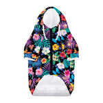 Colorful Tropical Jungle Hawaiian Print Dog Zip Up Hoodie