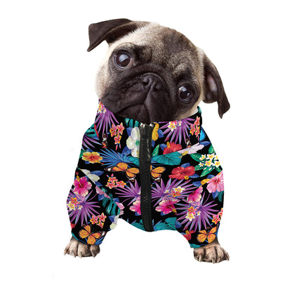 Colorful Tropical Jungle Hawaiian Print Dog Zip Up Jacket