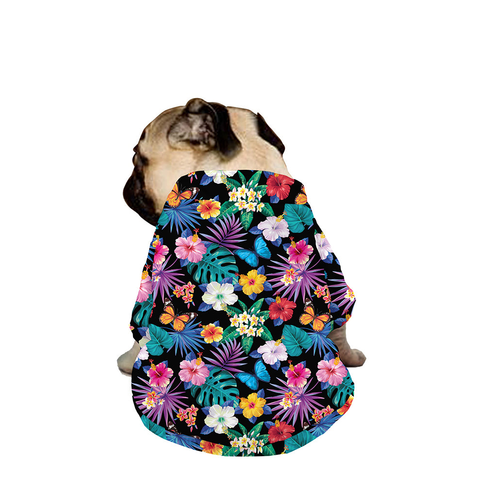 Colorful Tropical Jungle Hawaiian Print Dog Zip Up Jacket