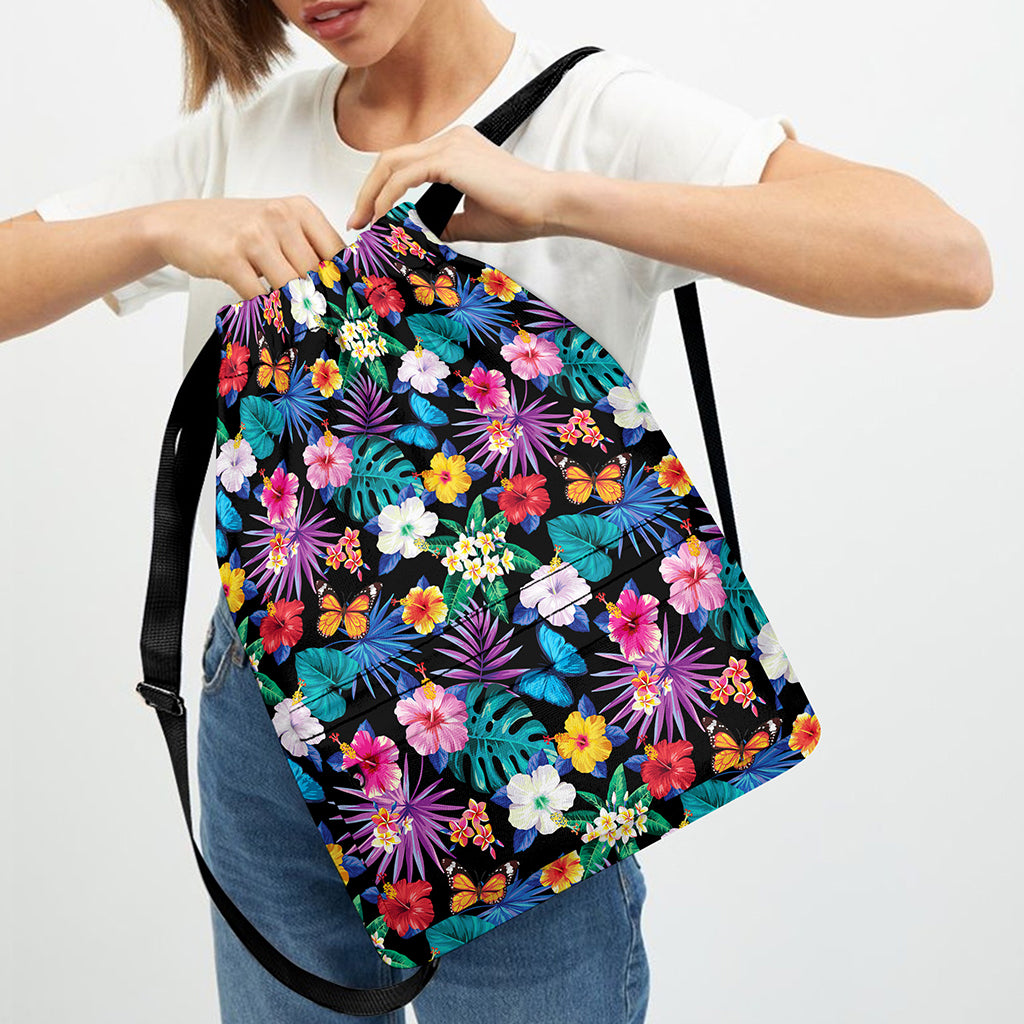 Colorful Tropical Jungle Hawaiian Print Drawstring Backpack
