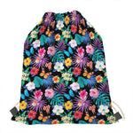 Colorful Tropical Jungle Hawaiian Print Drawstring Bag
