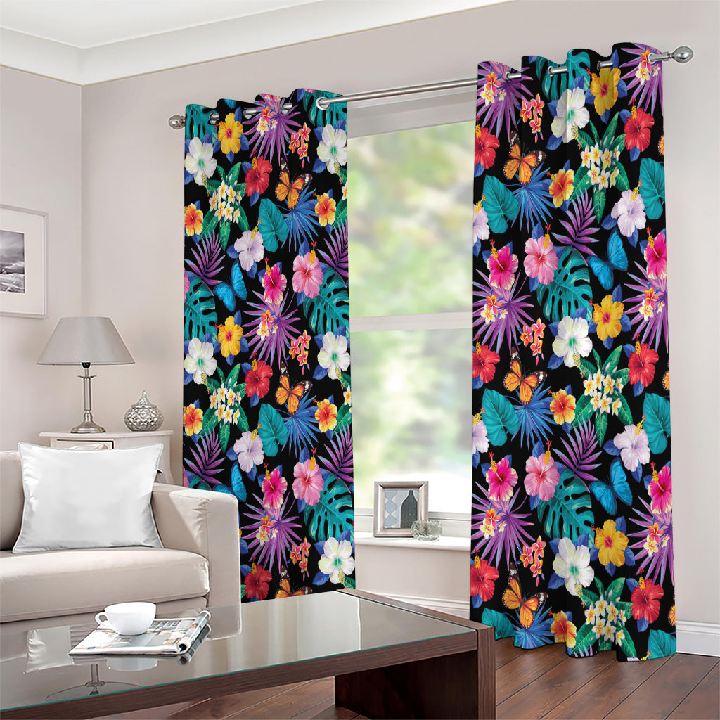 Colorful Tropical Jungle Hawaiian Print Extra Wide Grommet Curtains
