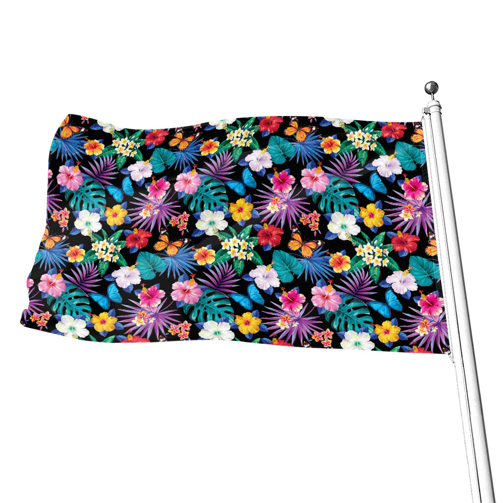Colorful Tropical Jungle Hawaiian Print Flag