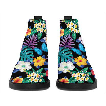 Colorful Tropical Jungle Hawaiian Print Flat Ankle Boots
